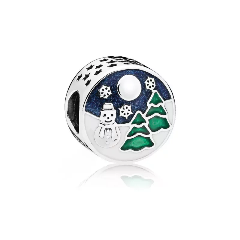 (afbeelding voor) Pandora Zilveren Sneeuwpop & Bomen Bedel 796384ENMX