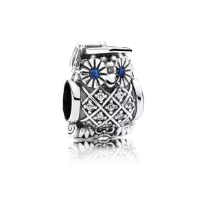 (afbeelding voor) PANDORA Zilveren Uil Bedel Met Zwitsers Blauw Kristal En Zirkonia 791502NSB