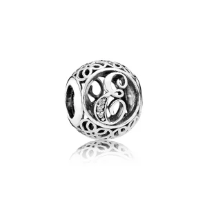 (afbeelding voor) Pandora Zilveren Vintage E Bedel 791849CZ