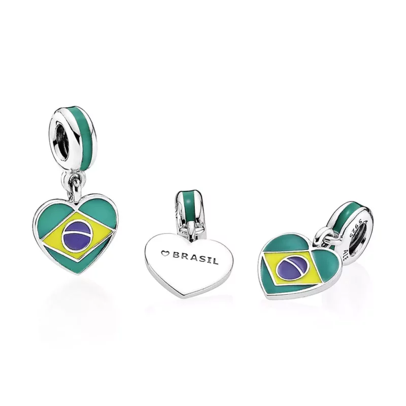 (afbeelding voor) Pandora Zilveren Vlag Van Het Hart Van Brazilië Hangende Bedel 791911ENMX - Bekijken 2