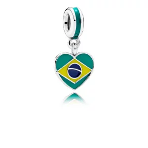 (afbeelding voor) Pandora Zilveren Vlag Van Het Hart Van Brazilië Hangende Bedel 791911ENMX