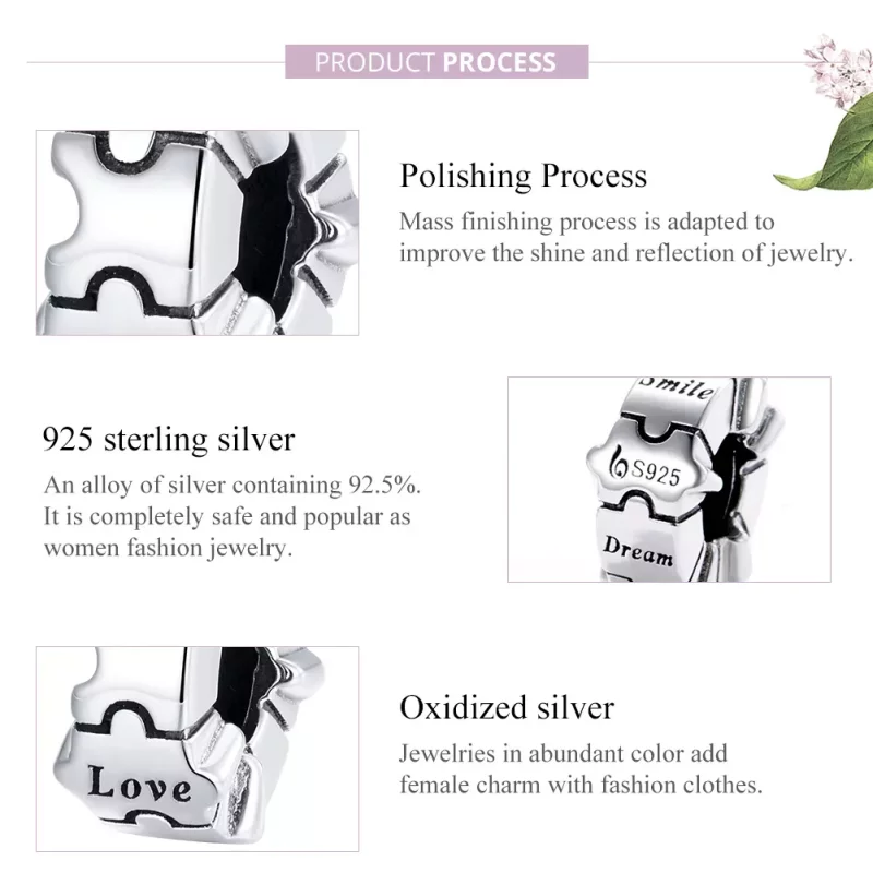 (afbeelding voor) Pandora Style Eenvoudige puzzel Clip Bedel - BSC377 - Bekijken 8