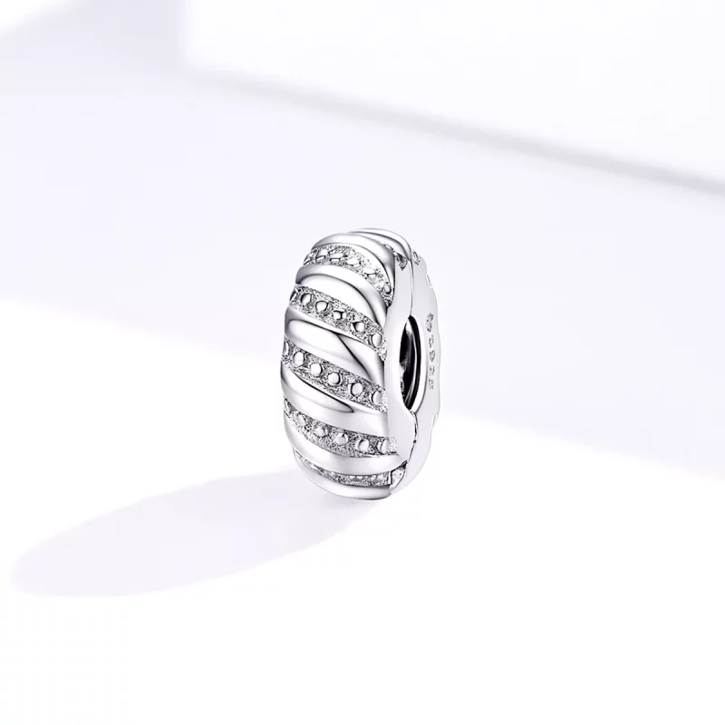 (afbeelding voor) Pandora Style Eenvoudige textuur Clip Bedel - BSC278 - Bekijken 2