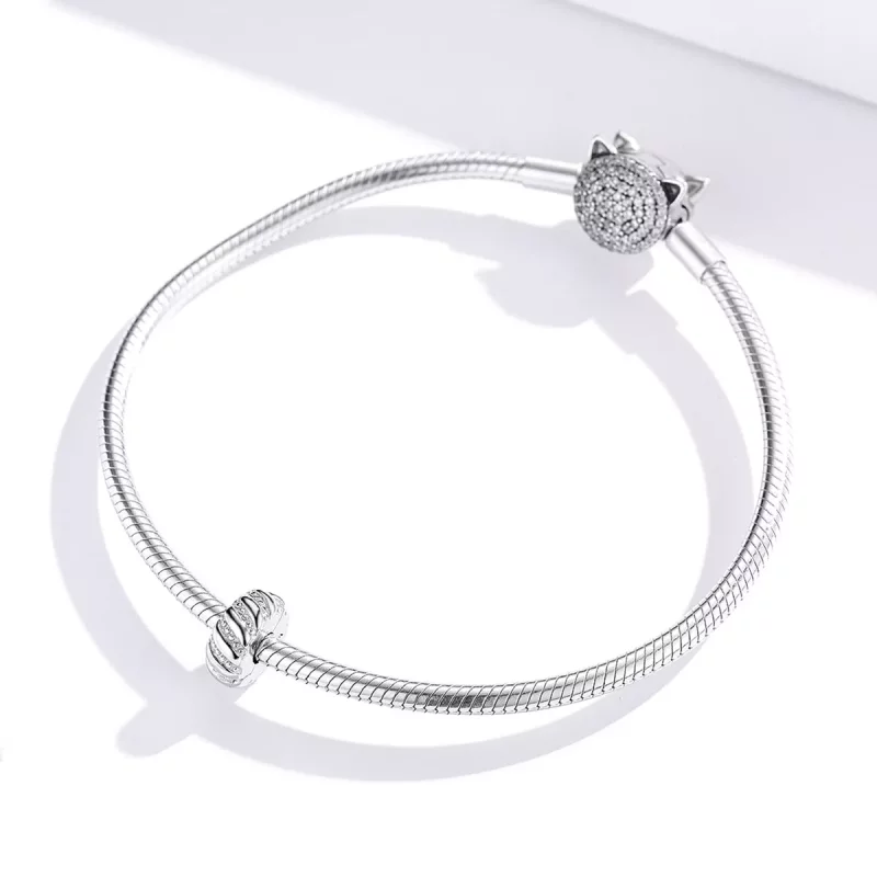 (afbeelding voor) Pandora Style Eenvoudige textuur Clip Bedel - BSC278 - Bekijken 3