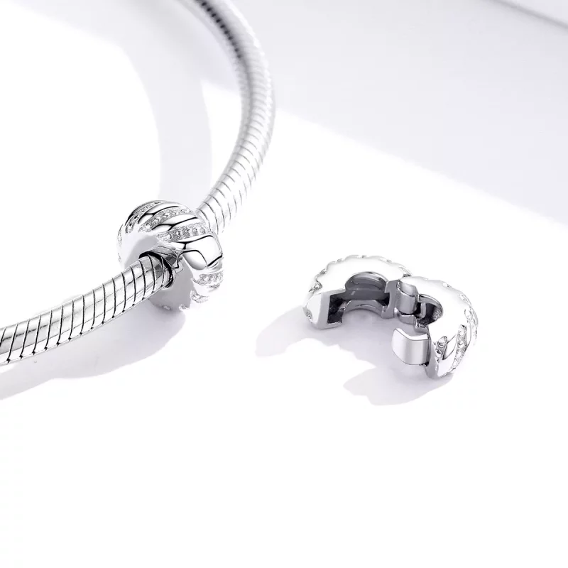 (afbeelding voor) Pandora Style Eenvoudige textuur Clip Bedel - BSC278 - Bekijken 4