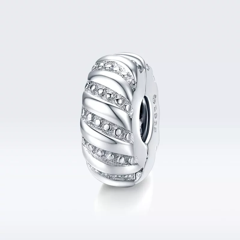 (afbeelding voor) Pandora Style Eenvoudige textuur Clip Bedel - BSC278 - Bekijken 5
