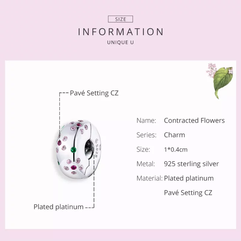 (afbeelding voor) Pandora Style Gecontracteerde bloemen Clip Bedel - BSC245 - Bekijken 7