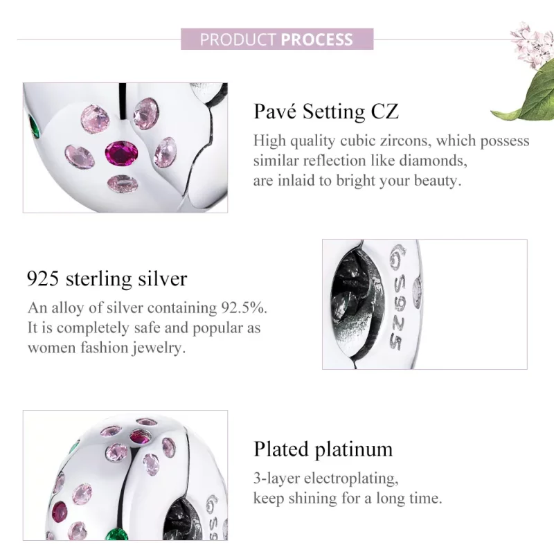 (afbeelding voor) Pandora Style Gecontracteerde bloemen Clip Bedel - BSC245 - Bekijken 8