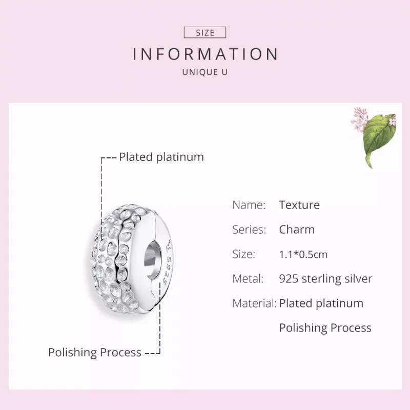 (afbeelding voor) Pandora Style Textuur Clip Bedel - SCC1490 - Bekijken 7