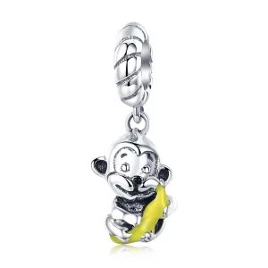 Pandora Style Aap Holding Banaan Hangende Bedel - SCC520 (afbeelding voor) Pandora Style Aap Holding Banaan Hangende Bedel - SCC520