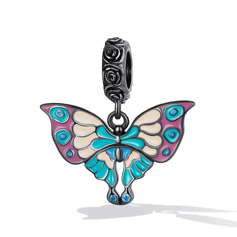 (afbeelding voor) Pandora Style Artistieke Vlinder Hangende Bedel - SCC2240 - Bekijken 2