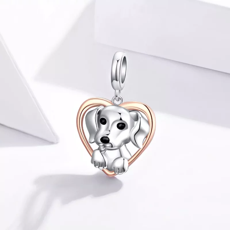 (afbeelding voor) Pandora Style Bicolor Labrador Puppy Hangende Bedel - SCC1611 - Bekijken 2