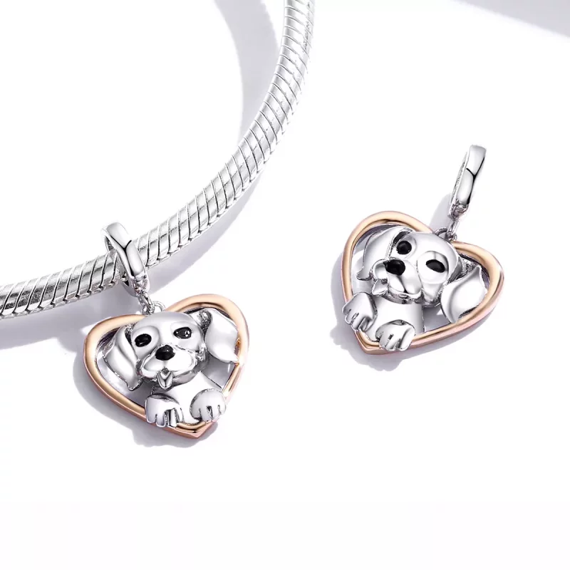 (afbeelding voor) Pandora Style Bicolor Labrador Puppy Hangende Bedel - SCC1611 - Bekijken 4