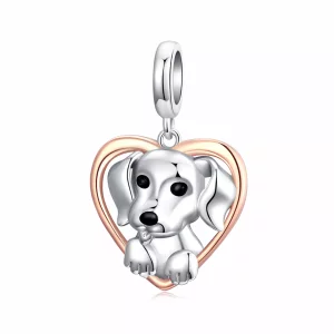 (afbeelding voor) Pandora Style Bicolor Labrador Puppy Hangende Bedel - SCC1611