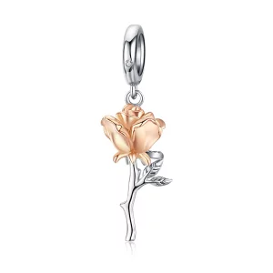 Pandora Style Bicolor Lover Rose Twee Kleuren Bloemen Hangende Bedel - BSC145 (afbeelding voor) Pandora Style Bicolor Lover Rose Twee Kleuren Bloemen Hangende Bedel - BSC145