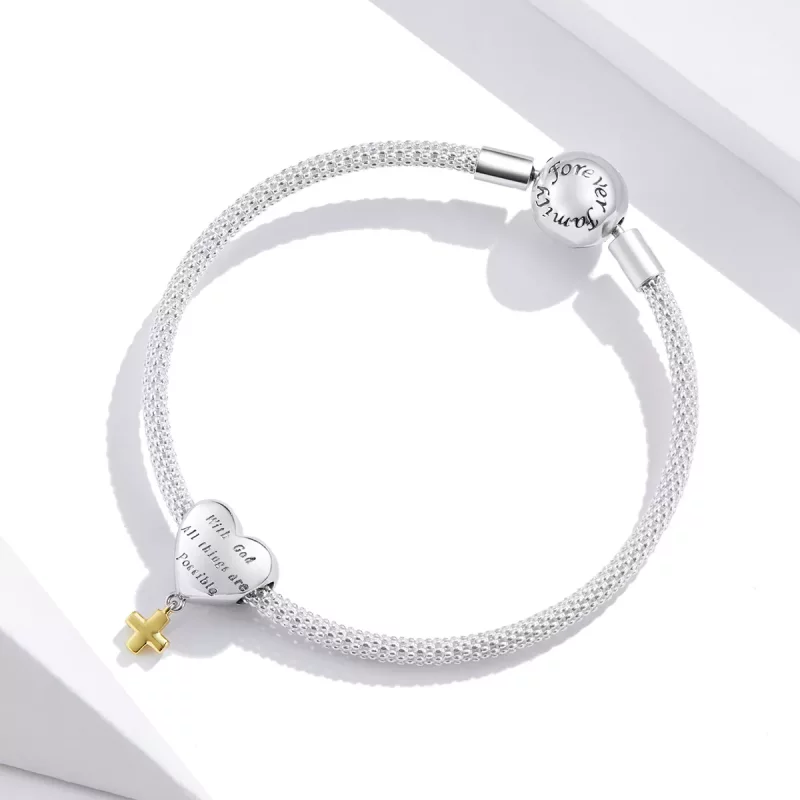 (afbeelding voor) Pandora Style Bicolor Met God Alle Dingen Zijn Mogelijk Hangende Bedel - BSC309 - Bekijken 3