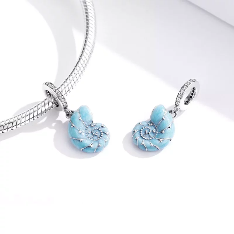 (afbeelding voor) Pandora Style Blauwe schelp Hangende Bedel - SCC1560 - Bekijken 2
