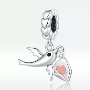 (afbeelding voor) Pandora Style Flying Pigeon Liefdesbrief Hangende Bedel - BSC573