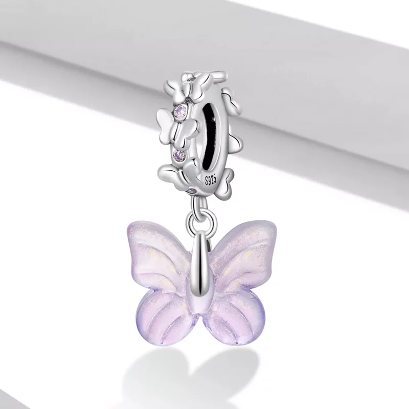 (afbeelding voor) Pandora Style Glas Vlinder Hangende Bedel - SCC2087 - Bekijken 2
