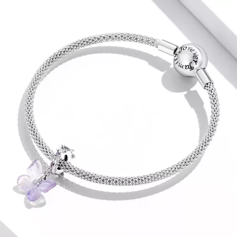 (afbeelding voor) Pandora Style Glas Vlinder Hangende Bedel - SCC2087 - Bekijken 3
