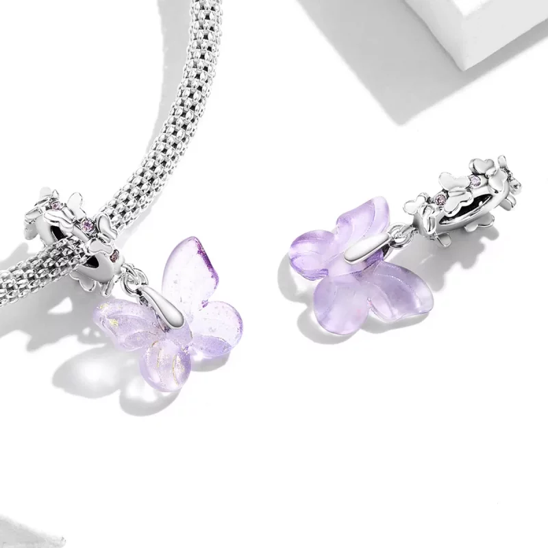 (afbeelding voor) Pandora Style Glas Vlinder Hangende Bedel - SCC2087 - Bekijken 4