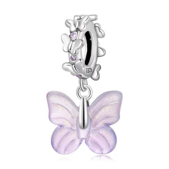 (afbeelding voor) Pandora Style Glas Vlinder Hangende Bedel - SCC2087