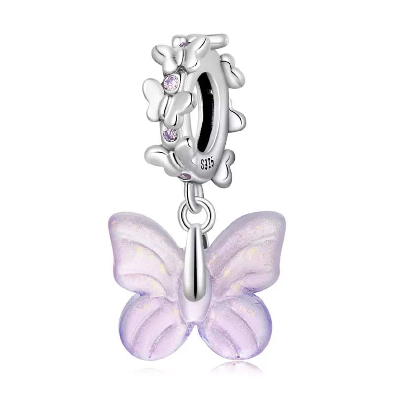 (afbeelding voor) Pandora Style Glas Vlinder Hangende Bedel - SCC2087