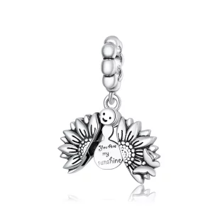 (afbeelding voor) Pandora Style Glimlachende Zonnebloem Hangende Bedel - SCC1661