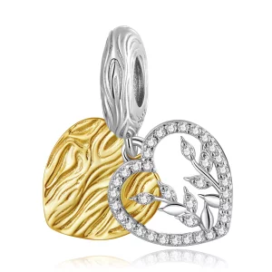 Pandora Style Hartvormige bladeren Hangende Bedel - BSC670 (afbeelding voor) Pandora Style Hartvormige bladeren Hangende Bedel - BSC670