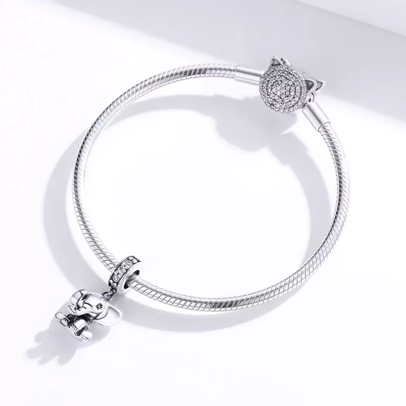 (afbeelding voor) Pandora Style Kleine Olifant Hangende Bedel - SCC1338 - Bekijken 3