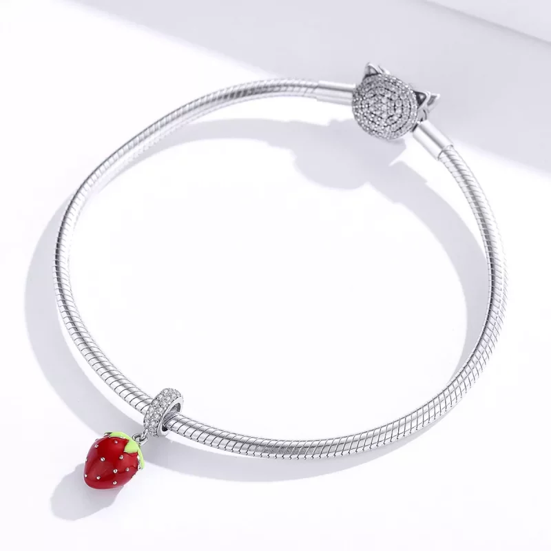 (afbeelding voor) Pandora Style Leuke Aardbei Hangende Bedel - SCC1537 - Bekijken 2