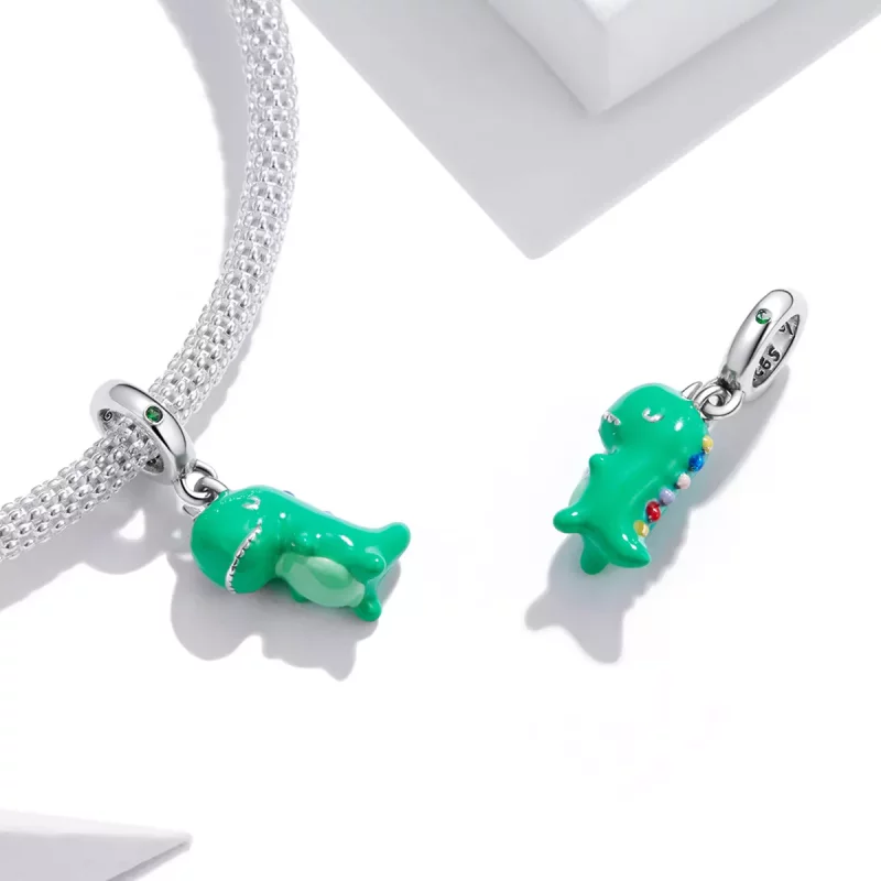 (afbeelding voor) Pandora Style Leuke kleine dinosaurus Hangende Bedel - BSC460 - Bekijken 3