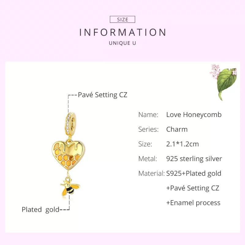 (afbeelding voor) Pandora Style liefde honingraat Hangende Bedel - SCC1714 - Bekijken 6
