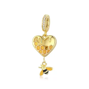 (afbeelding voor) Pandora Style liefde honingraat Hangende Bedel - SCC1714