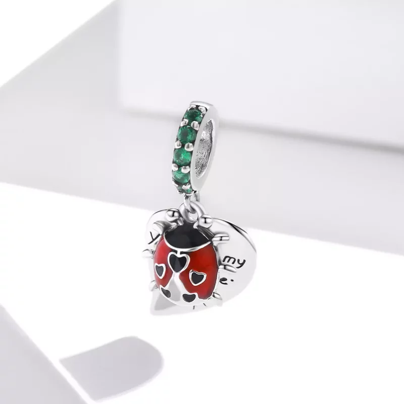 (afbeelding voor) Pandora Style Lieveheersbeestje met bladeren Hangende Bedel - BSC492 - Bekijken 2