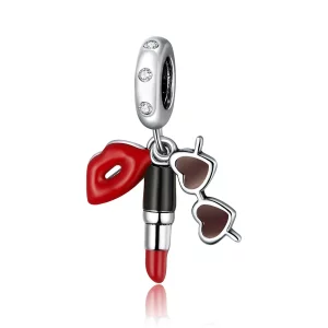 Pandora Style Lippenstift en zonnebril Hangende Bedel - BSC346 (afbeelding voor) Pandora Style Lippenstift en zonnebril Hangende Bedel - BSC346