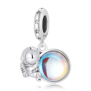 (afbeelding voor) Pandora Style Maan Astronaut Hangende Bedel - BSC581
