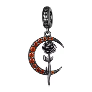 Pandora Style Maan Roos Hangende Bedel - SCC2384 (afbeelding voor) Pandora Style Maan Roos Hangende Bedel - SCC2384
