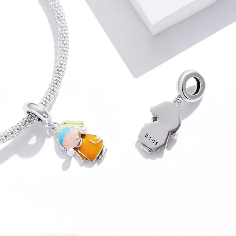 (afbeelding voor) Pandora Style Meisje met Parels Hangende Bedel - SCC2078 - Bekijken 4