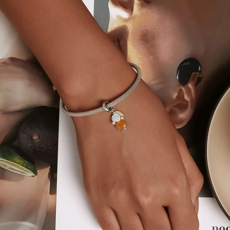 (afbeelding voor) Pandora Style Meisje met Parels Hangende Bedel - SCC2078 - Bekijken 6