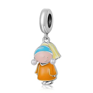 (afbeelding voor) Pandora Style Meisje met Parels Hangende Bedel - SCC2078