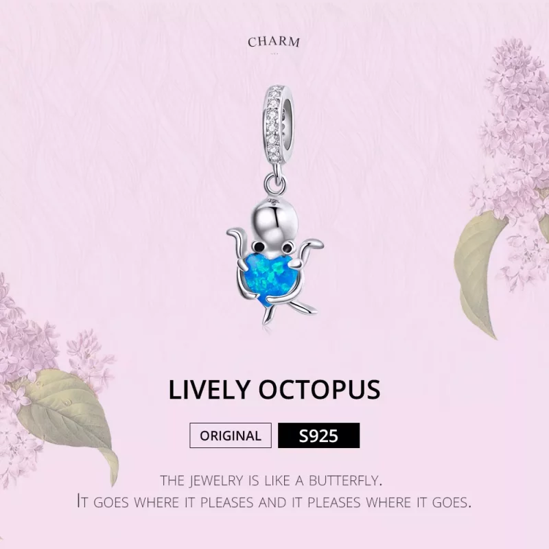 (afbeelding voor) Pandora Style Mooie Octopus Hangende Bedel - SCC1831 - Bekijken 6
