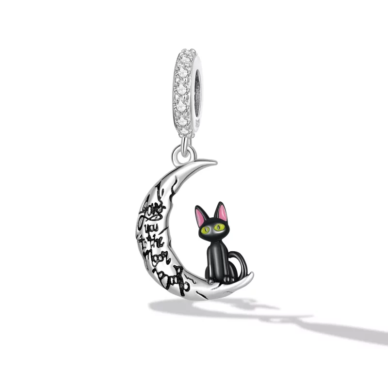 (afbeelding voor) Pandora Style Moon Zwarte Kat Hangende Bedel - SCC2218 - Bekijken 2