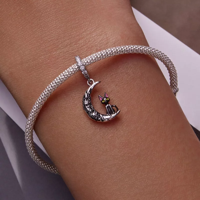 (afbeelding voor) Pandora Style Moon Zwarte Kat Hangende Bedel - SCC2218 - Bekijken 6