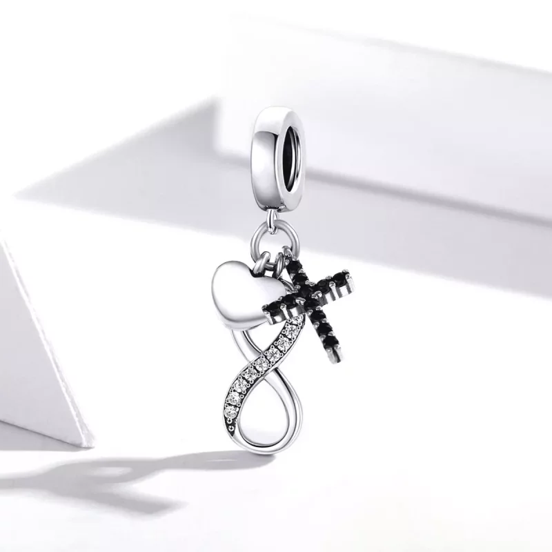 (afbeelding voor) Pandora Style Oneindigheidskruis en hart Hangende Bedel - SCC1713 - Bekijken 2