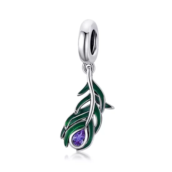 (afbeelding voor) Pandora Style Pauwenveer Hangende Bedel - SCC1704