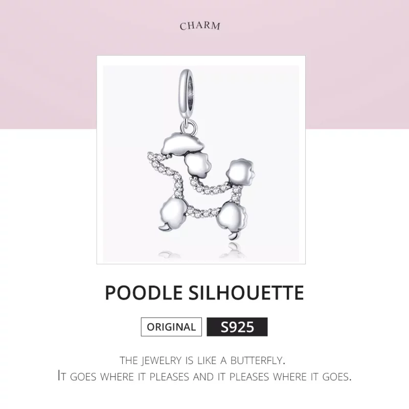 (afbeelding voor) Pandora Style Poedel silhouet Hangende Bedel - SCC1681 - Bekijken 6