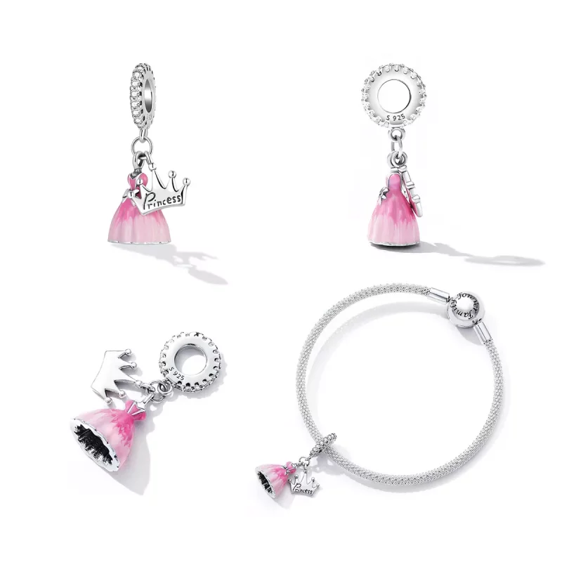 (afbeelding voor) Pandora Style Prinses Jurk Kroon Hangende Bedel - SCC2203 - Bekijken 3