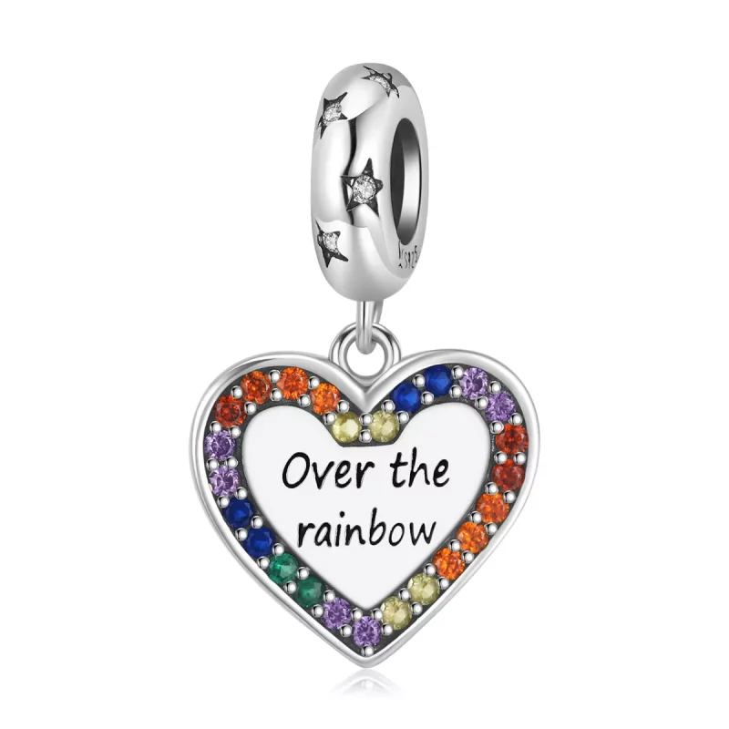 (afbeelding voor) Pandora Style Regenboog Hart Hangende Bedel - SCC2146