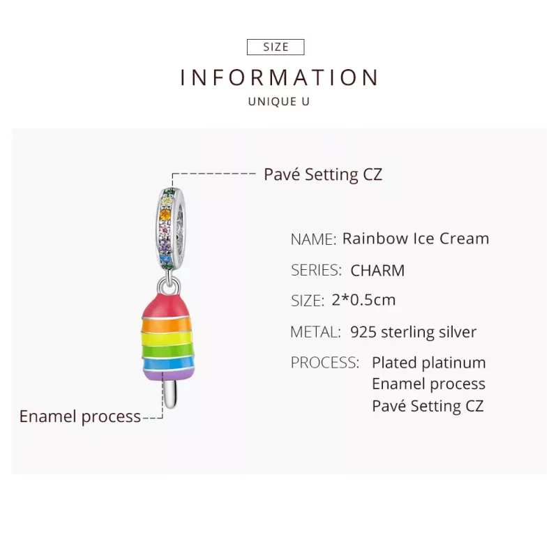 (afbeelding voor) Pandora Style Regenboogijs Hangende Bedel - BSC351 - Bekijken 8